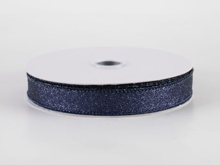 5 8  Shimmer Glitter Ribbon: Navy Blue (10 Yards) Discount