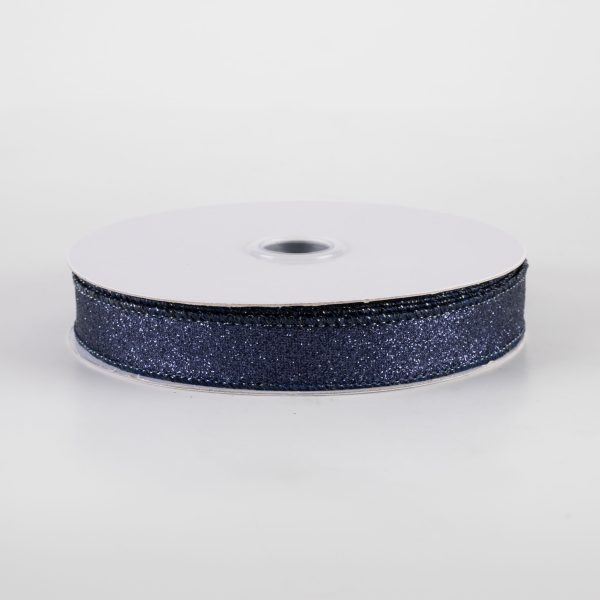 5 8  Shimmer Glitter Ribbon: Navy Blue (10 Yards) Discount