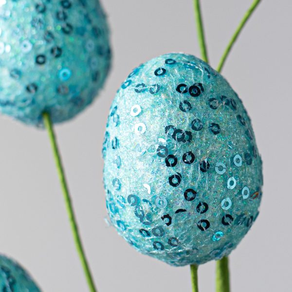 22  Sequin Easter Egg Spray: Blue Hot on Sale