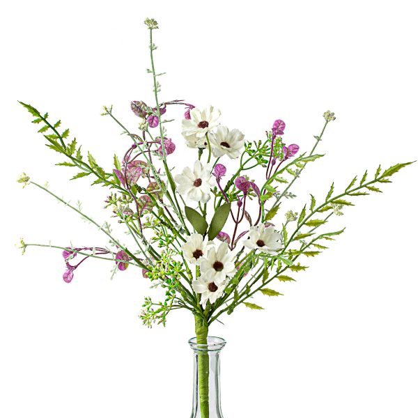 16  Wild Flower Leaves Filler Pick: White & Purple For Sale