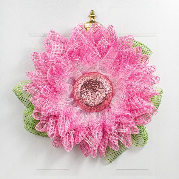 7  Glitter Flower Head: Light Pink on Sale