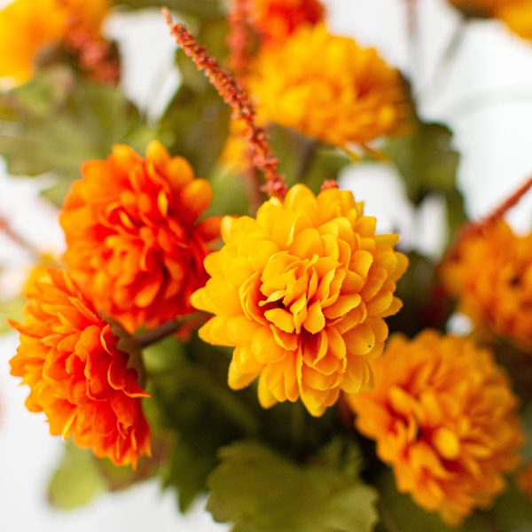 17  Pompom Mum Bush: Orange & Yellow (12 Stem) Online Hot Sale