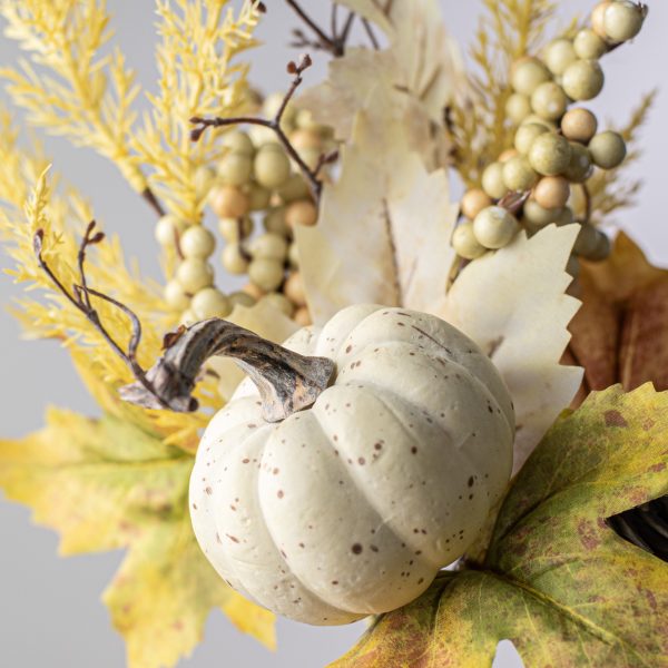 15  White Pumpkin, Berries and Fall Leaves Pick Cheap