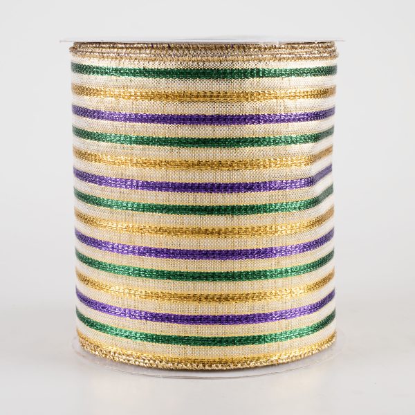 4  Woven Stripe Ribbon: Mardi Gras (10 Yards) Hot on Sale