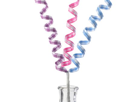 18  Swirled Check Ribbon Spray: Blue, Purple, Pink Online now