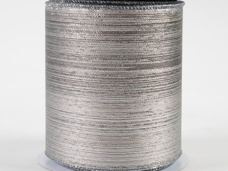 4  Vertical Metallic Stripe Ribbon: Pewter (10 Yards) Online now