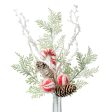 15  Fllocked Snow Peppermint, Pine & Cones Pick Hot on Sale