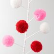 5  Pom Pom Wire Garland: Red, White & Pink Fashion