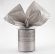 4  Vertical Metallic Stripe Ribbon: Pewter (10 Yards) Online now