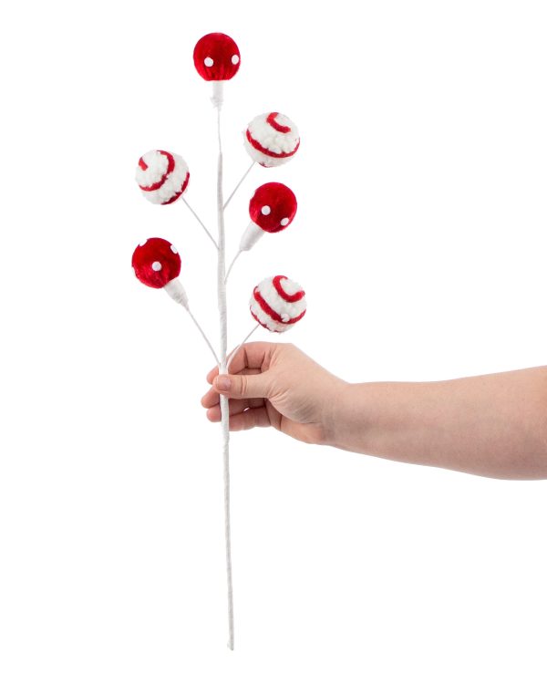 22  Dots & Stripe Ball Ornaments Spray: Red & White Cheap