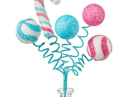 18  Candy Cane Ball Pick: Fuchsia, Blue, White Online now