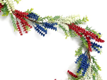 4  Heather with Boxwood Garland: Red, White, Blue Fashion