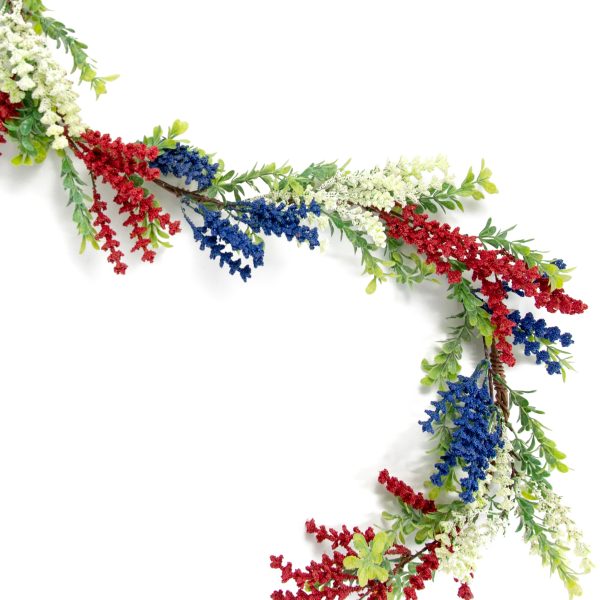 4  Heather with Boxwood Garland: Red, White, Blue Fashion