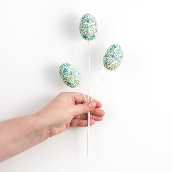 12  Flower Pattern Easter Egg Pick: Blue & Turquoise Hot on Sale