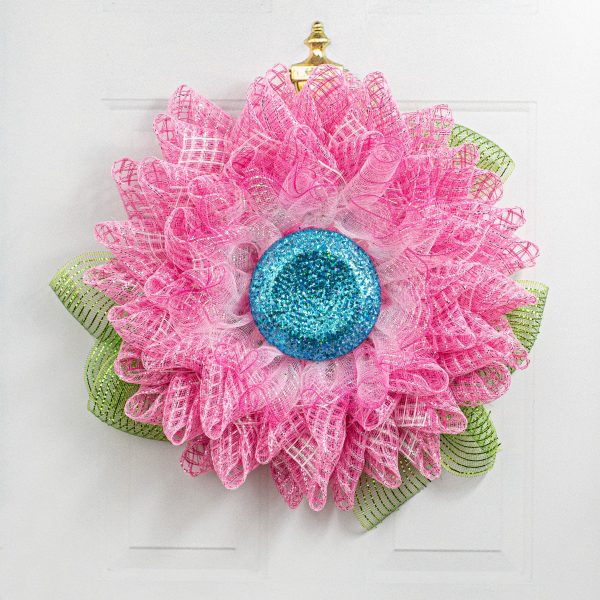 7  Glitter Flower Head: Turquoise Online Hot Sale