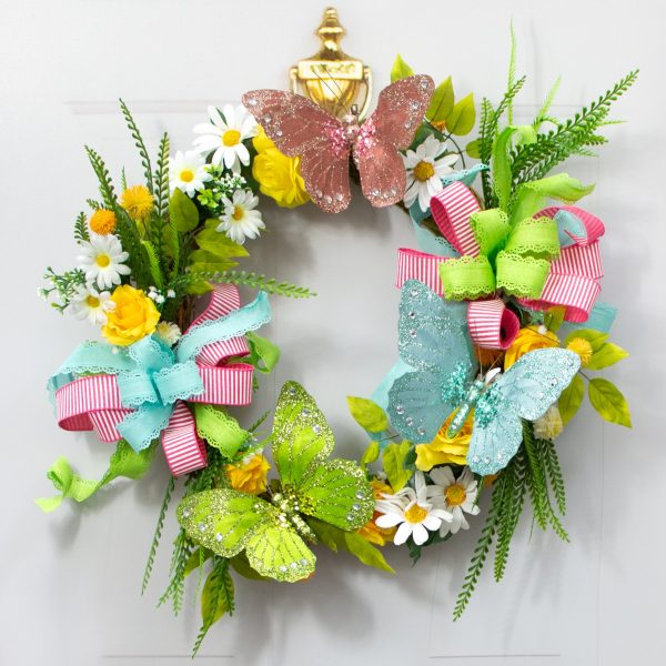 9  Velvet, Glitter, Gem Butterfly Ornament: Lime Green Online now