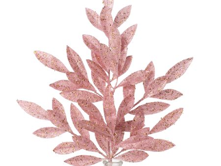 23  Tinsel Glitter Bay Leaf Spray: Light Pink Fashion