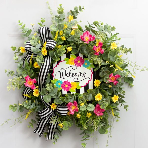 8  Waterproof Accent Sign: Painted Flower Scalloped Stripes Sale