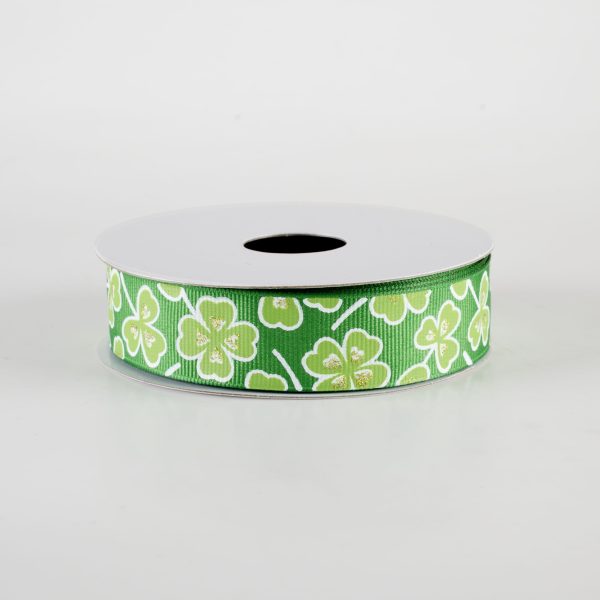 7 8  Shamrocks Ribbon: Emerald & Lime Green (10 Yards) Online now