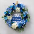 8.5  Round Waterproof Sign: Scalloped Welcome Blue Floral Chinoiserie For Cheap