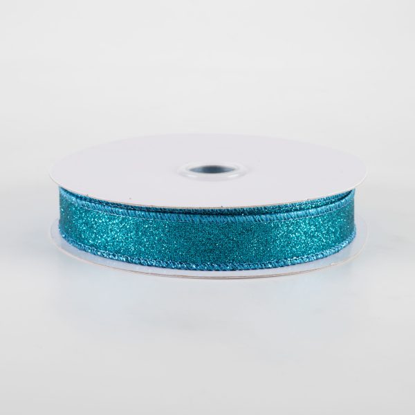 5 8  Shimmer Glitter Ribbon: Teal (10 Yards) Fashion