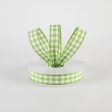 5 8  Classic Check Ribbon: Lime Green & White (10 Yards) Online now