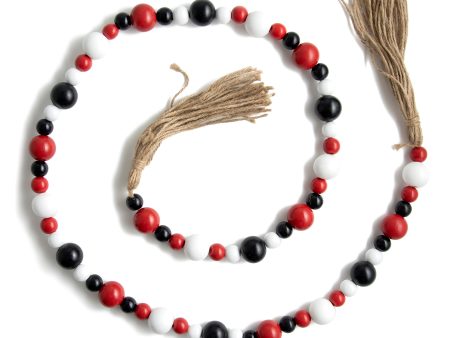 4  Wooden Bead Garland: Red, Black, White Online