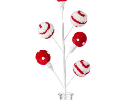 22  Dots & Stripe Ball Ornaments Spray: Red & White Cheap