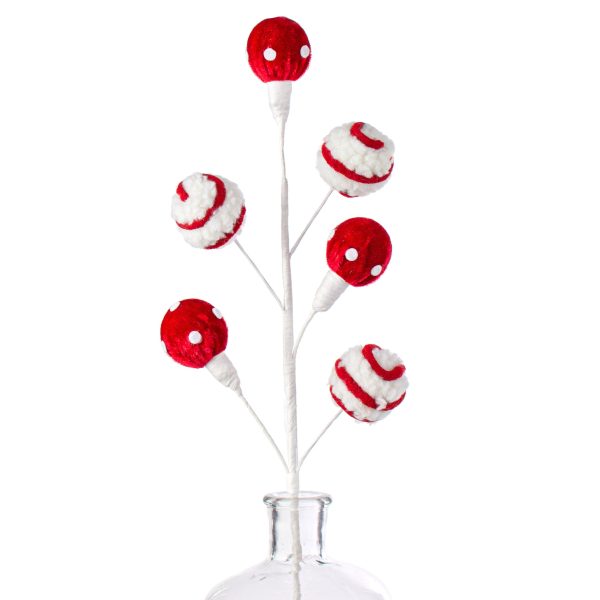 22  Dots & Stripe Ball Ornaments Spray: Red & White Cheap