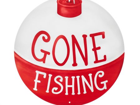 8  Metal Sign: Gone Fishing Bobber on Sale