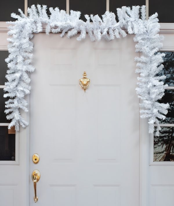 9  PVC Pine Garland: White (201 Tips) Online now