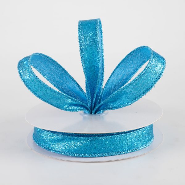 5 8  Shimmer Glitter Ribbon: Turquoise Blue (10 Yards) Sale