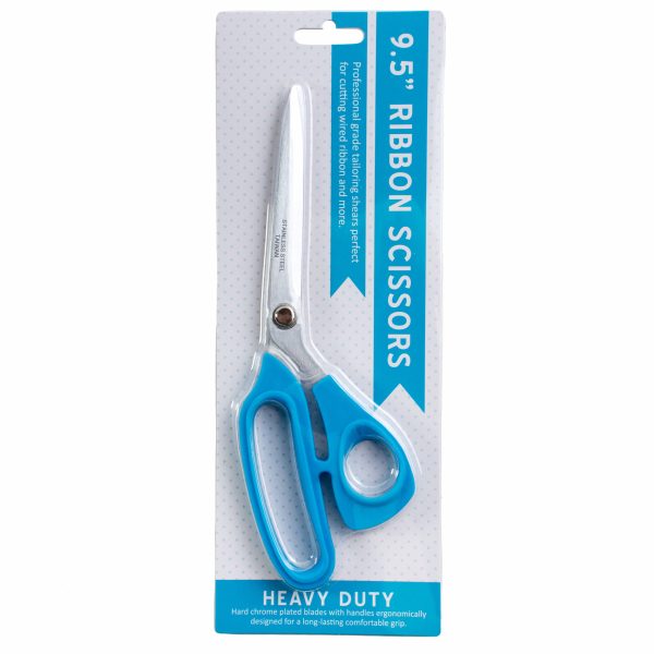 9.5  Heavy Duty Ribbon Scissors: Turquoise For Sale