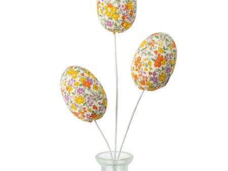 12  Flower Pattern Easter Egg Pick: Orange & Yellow Online