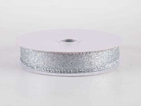 5 8  Shimmer Glitter Ribbon: Silver (10 Yards) Online now