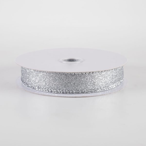 5 8  Shimmer Glitter Ribbon: Silver (10 Yards) Online now