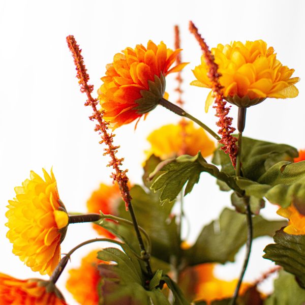 17  Pompom Mum Bush: Orange & Yellow (12 Stem) Online Hot Sale