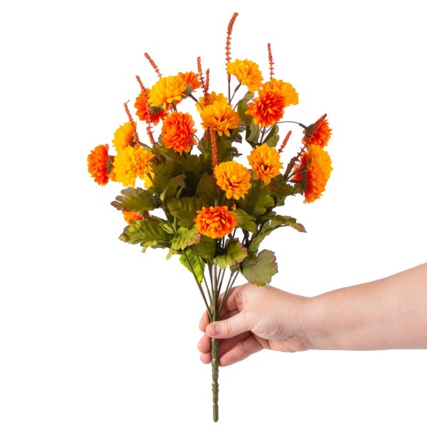 17  Pompom Mum Bush: Orange & Yellow (12 Stem) Online Hot Sale