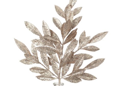 23  Tinsel Glitter Bay Leaf Spray: Champagne Gold Supply