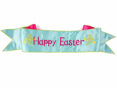 [D Stevens] 6  Dupioni Happy Easter Pink Backing Banner: Robins Egg Blue Fashion