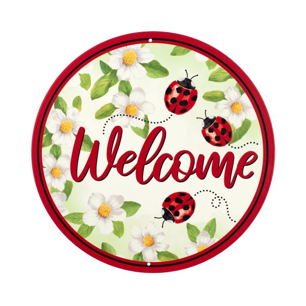 8  Metal Sign: Ladybugs Welcome Online Hot Sale