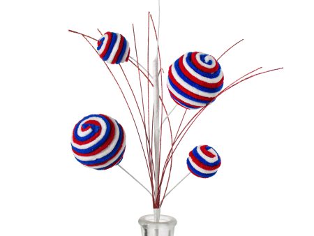 22  American Chenille Balls Spray: Red, White & Blue Fashion