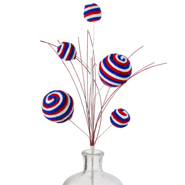 22  American Chenille Balls Spray: Red, White & Blue Fashion