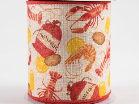 4  Crawfish Boil Ribbon: Cream (10 Yards) Online now