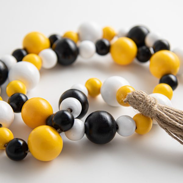 4  Wooden Bead Garland: Yellow, Black, White on Sale