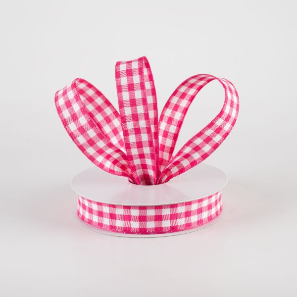 5 8  Classic Check Ribbon: Fuchsia Pink & White (10 Yards) Online