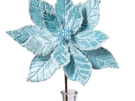 22  Velvet Poinsettia Stem: Light Blue Online now