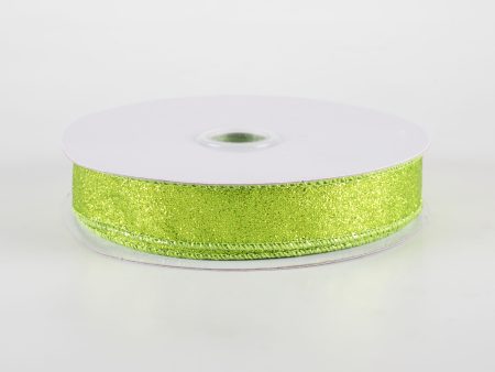 5 8  Shimmer Glitter Ribbon: Lime Green (10 Yards) Online Sale