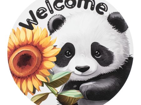 9.4  Round Waterproof Sign: Welcome Sunflower Panda Fashion