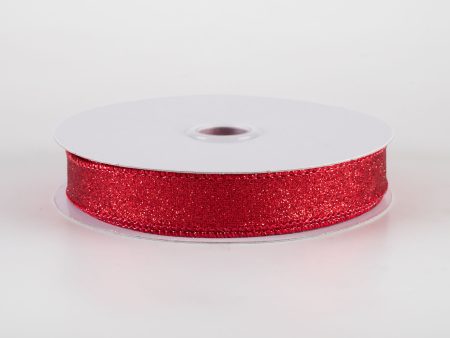 5 8  Shimmer Glitter Ribbon: Red (10 Yards) Online